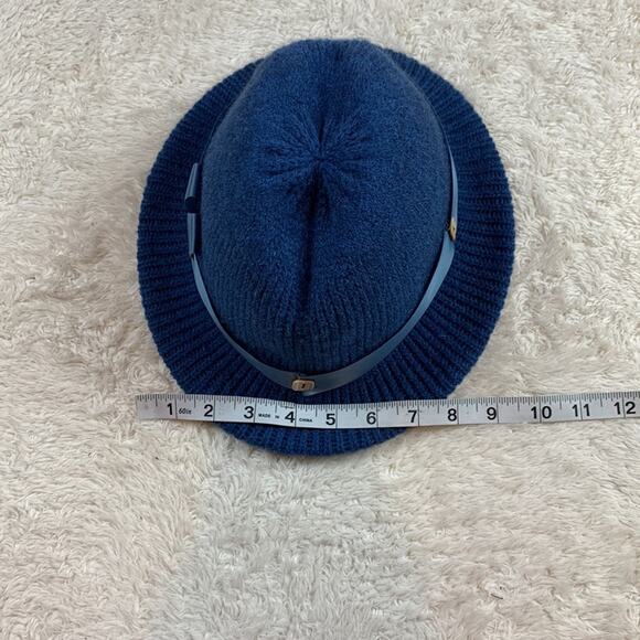 Vintage woven blue womens ribbon and button fedora - Picture 12 of 16